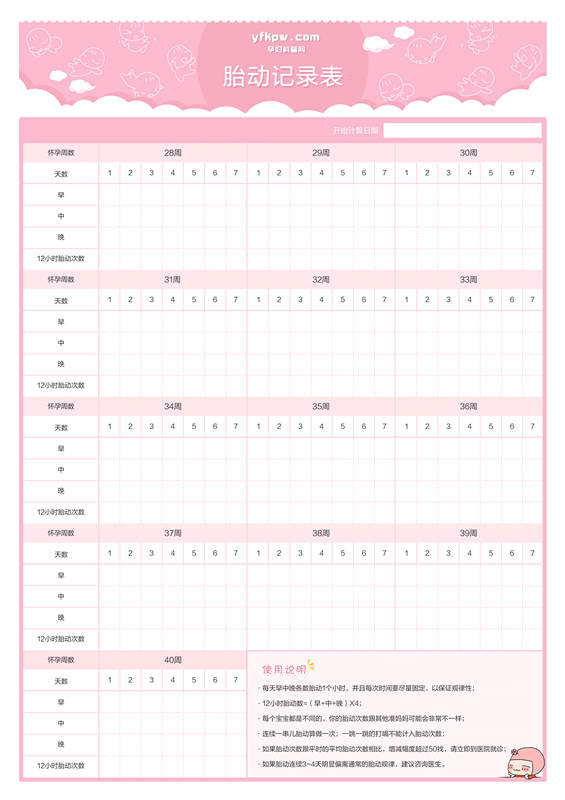 胎动记录表